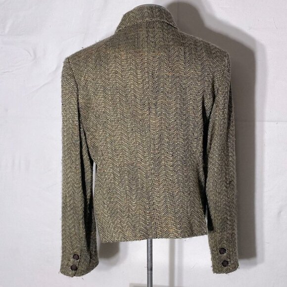 Vintage Oscar De La Renta Petite Oscar Tweed Double Breasted Brown Blazer L - Picture 4 of 12